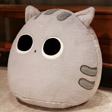 貓咪抱枕 圓形沙發靠枕 團子玩偶, 貓咪大灰,30cm
