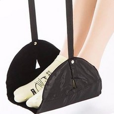 여행보조도구 장거리발해먹 비행기내다리걸이 저림방지 전용파우치 블랙 1개