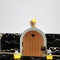 고양이와 마우스 스위치 스티커 소켓 장식 패널 장식 도어 스티커는 제리의 귀여운 것들을 방해하지 않습니다 네일 프리 라이트 럭셔리에 적합, 밝은갈색문금속손잡이.+3인형