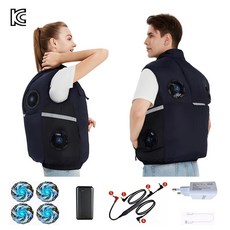 지누오 선풍기 조끼 4팬 고출력 에어컨 옷 얼음조끼 아이스 쿨 냉방 냉풍 여름작업복 낚시 등산 현장팬조끼