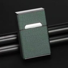 熱賣20支裝皮革煙盒 防壓磁吸個性創意收納盒 便攜防撞防潮香菸盒, 魚紋綠, 1個