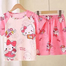 유후 헬로 키티 상하세트 내복 주니어 아동 잠옷 파자마 실내복 상하세트 홈웨어 키즈 남여공용