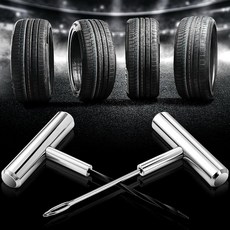 Saillong 타이어 플러그 툴 튼튼한 플러그 키트 스테인리스 스틸 T 핸들 세트 나선형 프로브 및 스플릿 아이 니들 타이어 수리 세트 자동차 오토바이 자전거 자동차 트