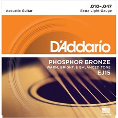 D'Addario EJ15 磷銅木吉他弦 (010-047 Extra Light Gauge), 1個
