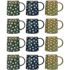 점이 있는 크리에이티브 CoOp 석기 머그컵 멀티컬러 12종 세트, 1개
