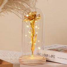 LED 카네이션 인테리어 램프 무드등 꽃조명 어버이날 감사 선물, 골드 1개