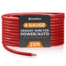 InstallGear 10 게이지 와이어(25피트) 구리 클래드 알루미늄 CAA - 자동차 와이어 앰프 전원 및 접지 케이블 배터리 오디오 스피커 스테레오 RV 트레일러 배선, 8 Gauge