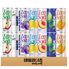클룹 제로칼로리 소다 캔 7종 2캔씩 14캔 좋아하는 맛 찾기 (복숭아 레몬 포도 레드애플 청사과 소다 오렌지), 1박스, 250ml
