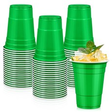 LANLISA 핫 핑크 플라스틱 컵 50개 473.2ml(16온스) 일회용 컵 파티 용품용 음료 컵, 16 oz - 100 Pack, 초록색