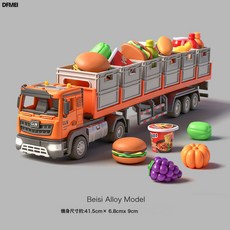DFMEI 合金拖車玩具兒童聲光平板運輸車道路救援車男孩清障車工程玩具車, 1個, 合金超大號(過家家)運輸車橙色:如圖