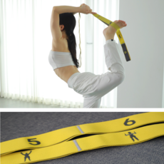 비슈누 요가 밴드 스트레칭 필라테스 밴드 탄성 발레 재활 저항 밴드, 노랑색, 1개
