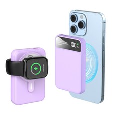 THOUSTA 무선 3in1 대용량 PD 22.5W QC3.0 고속충전 맥세이프 보조배터리 10000mAh, 퍼플