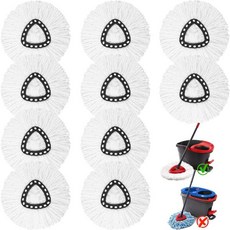 10팩 스핀 대걸레 교체 헤드 쉽게 짜기 위한 100% 극세사 스핀 대걸레 리필 삼각형 스핀 대걸레와 호환 바닥 청소용 360도 회전 대걸레 교체 헤드, 10Pack