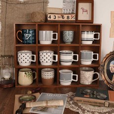 원목컵보드 주방 카페 커피잔 수납장 진열장 레트로 컬러 트럼펫 12칸 (단단한 나무)오늘출발