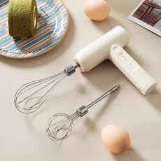 충전식 전동 핸드 믹서 소형 가정용 스테인리스 휘핑기 베이킹 도구 무선, 1개, 블랙 (단각형 머리) 3단계 저전력