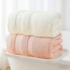 Niftynest 100% 순면 대형수건 50수 호텔 목욕타올 비치타올 바디 목욕 바스 타월 큰수건 화이트 대형수건 140cm*70cm 2장, 딸기우유+화이트, 1세트