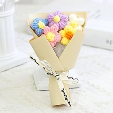 뜨개질 미니꽃다발 졸업식선물 인형꽃다발 조화꽃다발 기념일선물 답례품, 빨강 니트꽃다발