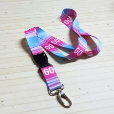 GO 識別證掛繩 藍粉條紋 可愛動物吊飾, 粉紅GO掛帶, 1個