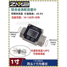 精選 防水戶外型渦輪流量計 304不銹鋼 柴油汽油甲醇水數顯化工液體計量錶 0.5%高精度, 1個, 【1寸內螺紋】鋁合金,【內寘不銹鋼渦輪和支架】耐溫120℃