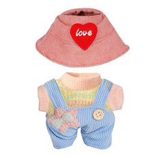 BAIKEA 인형용 옷 시크 의상 세트 17cm 인형 의류 액세서리 포함 블루 롬퍼 + 상의 + 블루 모자 (인형 없음), 라이트 블루 롬퍼 + 스웨터 + 핑크 모자, 1개