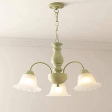法式田園臥室吊燈 花朵客廳吊燈 北歐奶油系主臥燈 美式複古房間燈, 3頭吊燈奶綠色