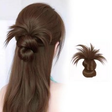 1P/2P 여신 꽁지머리 가발 집게 가시번 로우번 하이번 자연스러운 부분가발 올림머리 똥머리, 1개, 라이트브라운