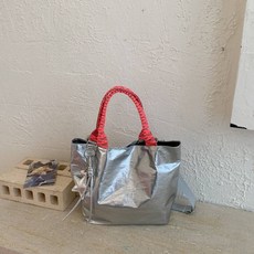 托特包 尼龍柔軟面料 時尚簡約 日常逛街, 銀色小號