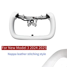 테슬라 모델 3 하이랜드 2025 요크 핸들 스티어링 휠 알칸타라/나파 가죽 카 레이싱, 08 377mm White Highland