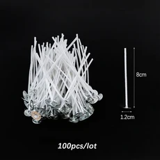 100개 무연 양초 심지 2.6-20cm 사전 왁스 처리 된면 코어 (금속 서스테이너 탭 포함) DIY 수제 만들기 도, 04 B 8cm