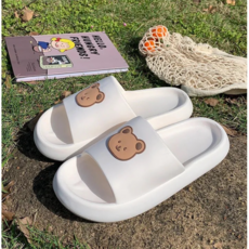 말랑 푹신 귀여운 곰돌이 사무실 슬리퍼 학생 실내화 거실화, 1개, 화이트 250MM