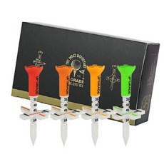 無名升級瞄準高度調節高爾夫球座組/球標 4入, 紅色+橘色+黃色+綠色