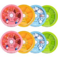 8PCS INVODA 주간 알약 정리함 7칸 회전 상자 - 휴대용 여행용 케이스 생선 기름 보충제 비타민, 12pcs