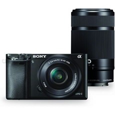 소니 알파 a6000 미러리스 디지털 카메라 24.3 MP SLR 3.0인치 LCD 바디만 블랙 인증 리퍼비시, Black, w/ 16-50mm & 55-210mm, Base