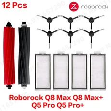 Roborock Q8 Max Q5 Pro 교체용 예비 부품 메인 사이드 브러시 Hepa 필터 먼지 봉투 액세서리, 18 Black Set 5