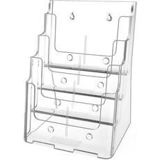 MaxGear 아크릴 브로셔 홀더 8.5 x 11 인치 4 티어 클리어 문학 정리 매거진 스탠드 디스플레이 탈착식 칸막이 포함 9 팜플렛 벽걸이 또는 조리대 1 팩, 1