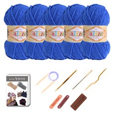 마마니트 벨루토실 5볼 목도리 DIY 세트, 1세트, 로얄블루