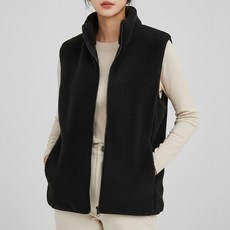 루크 남녀공용 겨울 하이넥 두툼 후리스 조끼 남성 여성 양털 뽀글이 방한 집업 부드러운 보아털 기모 안감 플리스 베스트