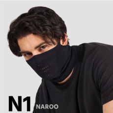 나루 마스크 N1 여름 숨마스크 쿨 스포츠 운동 자전거 골프 자외선차단, 블랙, 1개