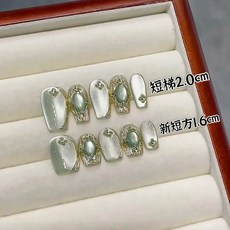 LOUIS ATELIER 輕奢純手工穿戴甲 顯白韓式可拆卸美甲貼片 中梯款 S碼, 1個, 中梯【2.4cm】,S（常規尺碼/手不大不小/第一次拍）