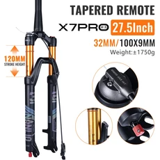 Nanlio X7PRO 자전거 서스펜션 포크 오일 가스 포크 120/140mm 여행 26/27.5/29 인치 댐핑 및 리바운드 알, 07 27.5 Cone RL QR 120