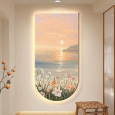 럭셔리 벽장식 거실 모던 소품, 텍스처드, 40x80cm, 꽃무늬 바다-
