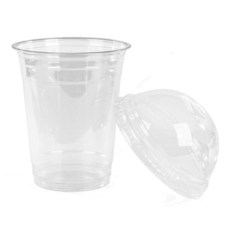 하이퍼 투명 PET 아이스컵 98파이 16온스 20온스 24온스, 돔 뚜껑 포함, 100개, 600ml