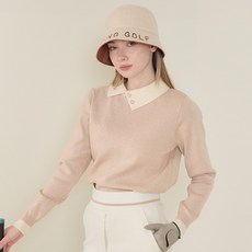 엠엠스포츠 여성 가을 겨울 진주 카라 골프 니트