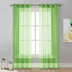 1pc 현대 단색 쉬어 커튼 거실 침실 집 창 화면 그로멧 상단에 대 한 창 커튼, W100 X H130CM 1PC, Grommet Top, Green