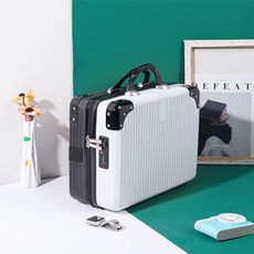 초경량 소형캐리어 트렁크 1박2일 가벼운 승무원 여행용가방, 화이트 매치 블랙 [알루미늄 가방 코너], 14인치 [표준타입+잠금없음]