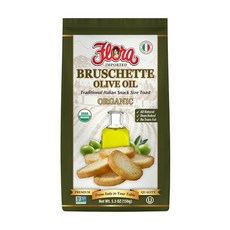 브루스케타 미니 토스트 (올리브 오일) Flora Organic Bruschette Mini Toasts – Olive Oil – Italian Snack – USDA Organi, 올리브유, 5.3 온스(1팩), 1개
