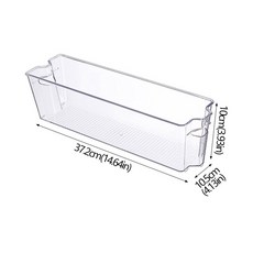 냉장고 주최자 상자 쌓을 수있는 냉장고 보관 상자 손잡이 투명 플라스틱 저장실 냉동고 주최자 도구, 37 2x10 5x10cm