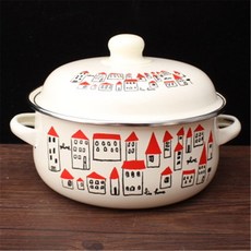 법랑 냄비 예쁜 솥 캠핑 에나멜 요리 바닥 평평한 가스 팬 및 수프 두꺼운 인덕션 조리용 주방, [01] 18CM(1.7L), 18CM(1.7L), 파란, 1개