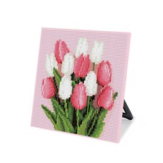 보석십자수 캐릭터 십자수 큐트 액자 그림 비즈 세트 스탠드형 20x20, DS90_(소)튤립 꽃다발, 1개
