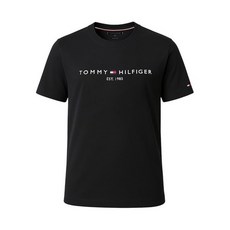 정품 타미힐피거 TH 코어 로고 면 남자 여자 반팔티 반팔 티셔츠 젯 블랙 MW0MW11465-BAS